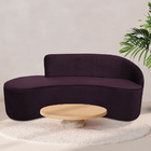 Sofá Curvo 03 Lugares 180cm Eron Braço Esquerdo Veludo Roxo -