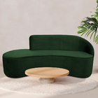 Sofá Curvo 03 Lugares 180cm Eron Braço Esquerdo Veludo Verde
