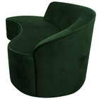 Sofá Curvo 03 Lugares 180cm Eron Braço Esquerdo Veludo Verde