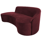 Sofá Curvo 03 Lugares 180cm Eron Braço Esquerdo Veludo Vermel