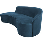 Sofá Curvo 03 Lugares 210cm Braço Esquerdo Eron Veludo Azul -