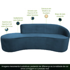 Sofá Curvo 03 Lugares 210cm Braço Esquerdo Eron Veludo Azul -