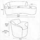 Sofá Curvo 03 Lugares 210cm Eron Braço Direito Bouclé Azul Cl