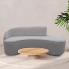 Sofá Curvo 03 Lugares 210cm Eron Braço Direito Bouclé Cinza C