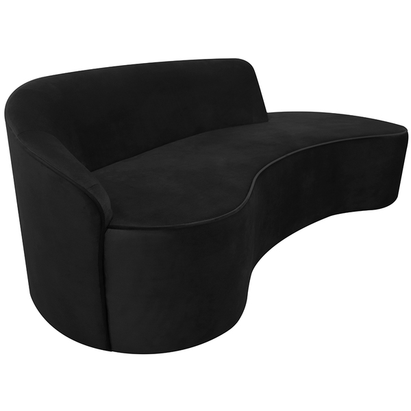 Sofá Curvo 03 Lugares 210cm Eron Braço Direito Suede Preto -