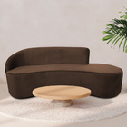 Sofá Curvo 03 Lugares 210cm Eron Braço Direito Veludo Marrom