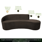 Sofá Curvo 03 Lugares 210cm Eron Braço Direito Veludo Marrom