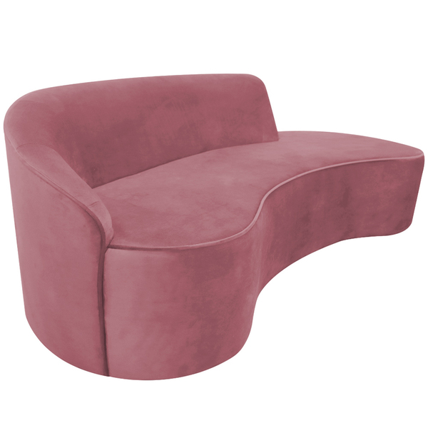 Sofá Curvo 03 Lugares 210cm Eron Braço Direito Veludo Rosa -
