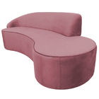 Sofá Curvo 03 Lugares 210cm Eron Braço Direito Veludo Rosa -