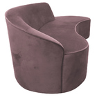 Sofá Curvo 03 Lugares 210cm Eron Braço Direito Veludo Rosê -