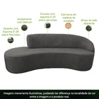 Sofá Curvo 03 Lugares 210cm Eron Braço Esquerdo Poliéster Cin