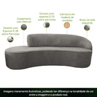 Sofá Curvo 03 Lugares 210cm Eron Braço Esquerdo Poliéster Cin