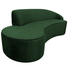 Sofá Curvo 03 Lugares 210cm Eron Braço Esquerdo Suede Verde -