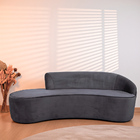 Sofá Curvo 03 Lugares 210cm Eron Braço Esquerdo Veludo Cinza