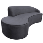 Sofá Curvo 03 Lugares 210cm Eron Braço Esquerdo Veludo Cinza