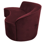 Sofá Curvo 03 Lugares 210cm Eron Braço Esquerdo Veludo Vermel