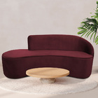 Sofá Curvo 03 Lugares 210cm Eron Braço Esquerdo Veludo Vermel