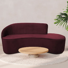 Sofá Curvo 03 Lugares 210cm Eron Suede Vinho - Casaepoltrona
