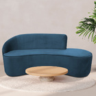 Sofá Curvo 03 Lugares 210cm Eron Veludo Azul - Casaepoltrona