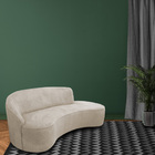 Sofá Curvo 04 Lugares 230cm Braço Direito Eron Tecido Felpudo