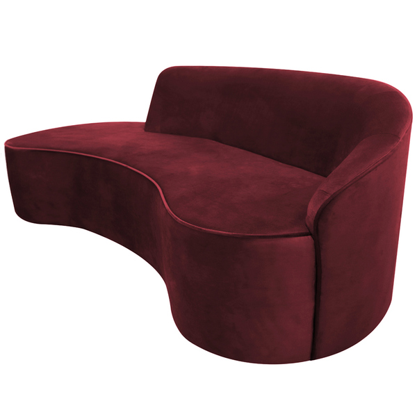 Sofá Curvo 04 Lugares 230cm Braço Esquerdo Eron Suede Vermelh