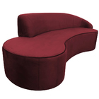 Sofá Curvo 04 Lugares 230cm Braço Esquerdo Eron Suede Vermelh