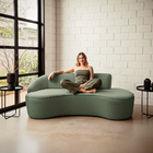Sofá Curvo 04 Lugares 230cm Eron Braço Direito Bouclé Verde C