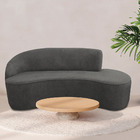 Sofá Curvo 04 Lugares 230cm Eron Braço Direito Poliéster Cinz