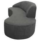 Sofá Curvo 04 Lugares 230cm Eron Braço Direito Poliéster Cinz