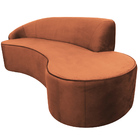 Sofá Curvo 04 Lugares 230cm Eron Braço Direito Veludo Camel -