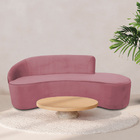 Sofá Curvo 04 Lugares 230cm Eron Braço Direito Veludo Rosa -