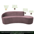 Sofá Curvo 04 Lugares 230cm Eron Braço Direito Veludo Rosê -