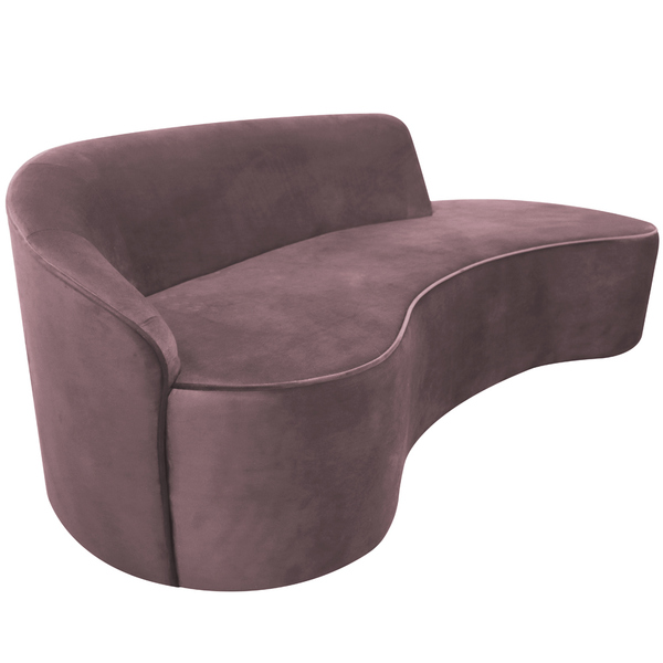 Sofá Curvo 04 Lugares 230cm Eron Braço Direito Veludo Rosê -