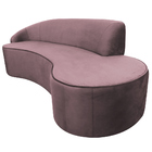 Sofá Curvo 04 Lugares 230cm Eron Braço Direito Veludo Rosê -