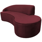 Sofá Curvo 04 Lugares 230cm Eron Braço Direito Veludo Vermelh