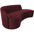 Sofá Curvo 04 Lugares 230cm Eron Braço Direito Veludo Vermelh