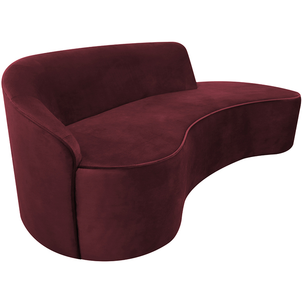 Sofá Curvo 04 Lugares 230cm Eron Braço Direito Veludo Vermelh