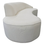 Sofá Curvo 04 Lugares 230cm Eron Braço Esquerdo Bouclé Off Wh