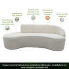 Sofá Curvo 04 Lugares 230cm Eron Braço Esquerdo Bouclé Off Wh