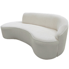 Sofá Curvo 04 Lugares 230cm Eron Braço Esquerdo Bouclé Off Wh