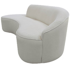 Sofá Curvo 04 Lugares 230cm Eron Braço Esquerdo Bouclé Off Wh