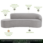 Sofá Curvo 04 Lugares 230cm Eron Braço Esquerdo Linho Cinza C