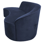 Sofá Curvo 04 Lugares 230cm Eron Braço Esquerdo Suede Azul -