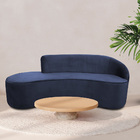 Sofá Curvo 04 Lugares 230cm Eron Braço Esquerdo Suede Azul -