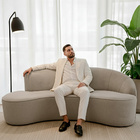 Sofá Curvo 04 Lugares 230cm Eron Braço Esquerdo Suede Camurça