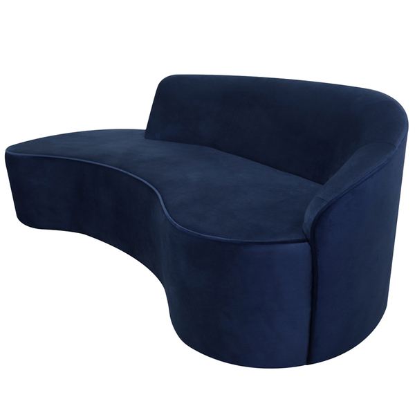 Sofá Curvo 04 Lugares 230cm Eron Braço Esquerdo Veludo Azul M