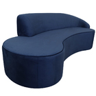 Sofá Curvo 04 Lugares 230cm Eron Braço Esquerdo Veludo Azul M