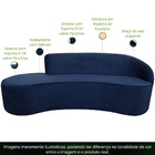 Sofá Curvo 04 Lugares 230cm Eron Braço Esquerdo Veludo Azul M