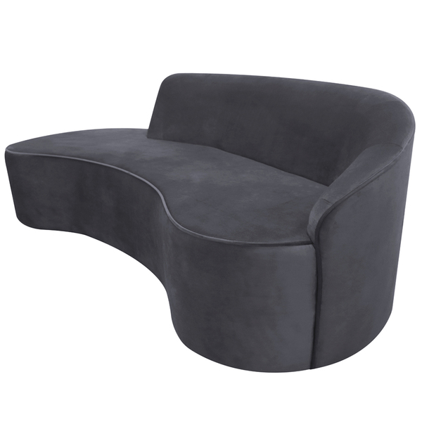 Sofá Curvo 04 Lugares 230cm Eron Braço Esquerdo Veludo Cinza