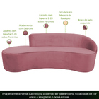Sofá Curvo 04 Lugares 230cm Eron Braço Esquerdo Veludo Rosa -